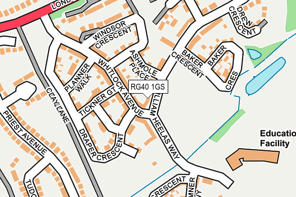 RG40 1GS map - OS OpenMap – Local (Ordnance Survey)