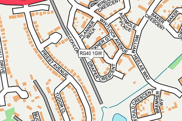 RG40 1GW map - OS OpenMap – Local (Ordnance Survey)