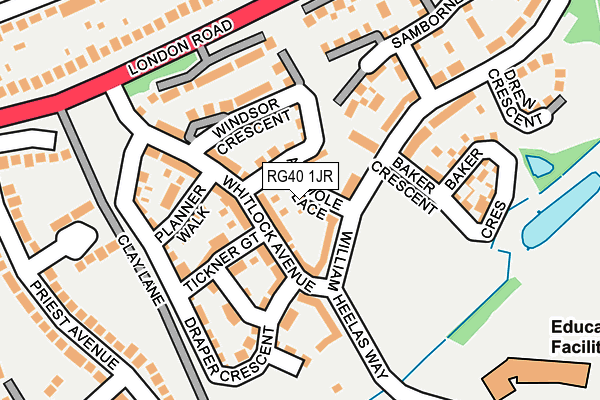 RG40 1JR map - OS OpenMap – Local (Ordnance Survey)