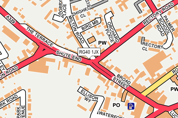 RG40 1JX map - OS OpenMap – Local (Ordnance Survey)