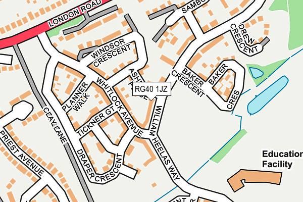 RG40 1JZ map - OS OpenMap – Local (Ordnance Survey)