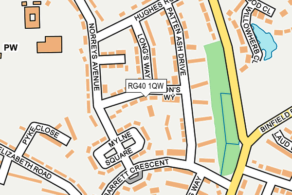 RG40 1QW map - OS OpenMap – Local (Ordnance Survey)