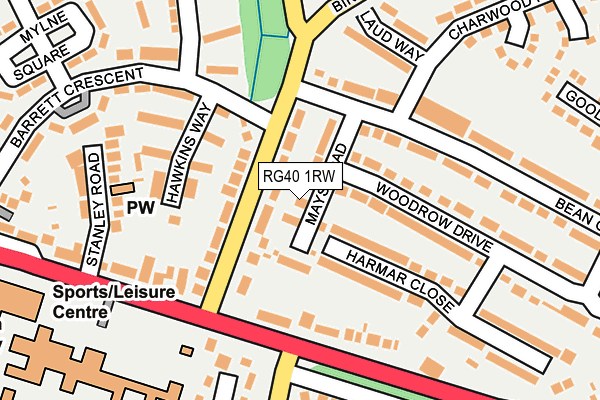 RG40 1RW map - OS OpenMap – Local (Ordnance Survey)