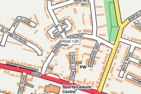 RG40 1UR map - OS OpenMap – Local (Ordnance Survey)