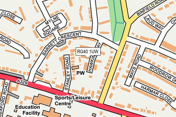 RG40 1UW map - OS OpenMap – Local (Ordnance Survey)