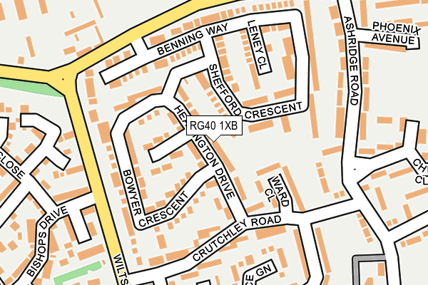 RG40 1XB map - OS OpenMap – Local (Ordnance Survey)
