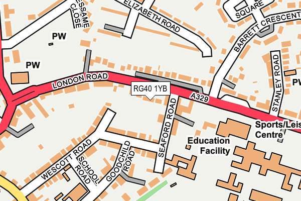 RG40 1YB map - OS OpenMap – Local (Ordnance Survey)