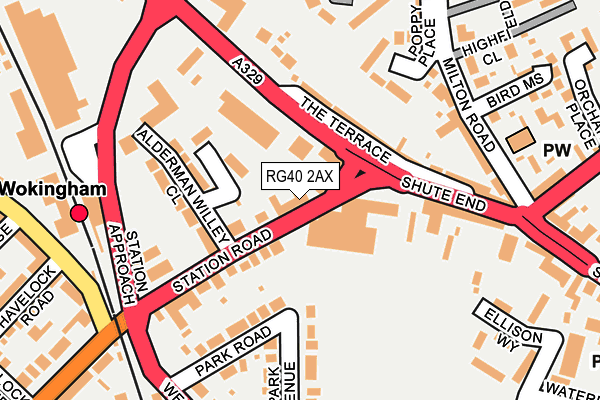 RG40 2AX map - OS OpenMap – Local (Ordnance Survey)