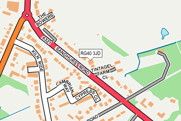 RG40 3JD map - OS OpenMap – Local (Ordnance Survey)