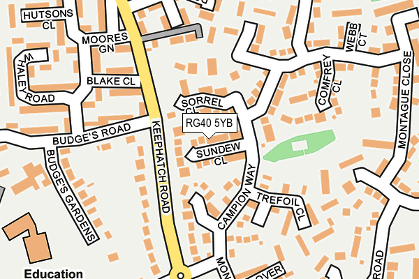 RG40 5YB map - OS OpenMap – Local (Ordnance Survey)