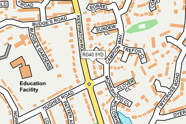 RG40 5YD map - OS OpenMap – Local (Ordnance Survey)