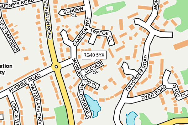 RG40 5YX map - OS OpenMap – Local (Ordnance Survey)