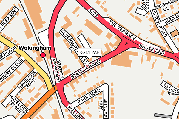 RG41 2AE map - OS OpenMap – Local (Ordnance Survey)