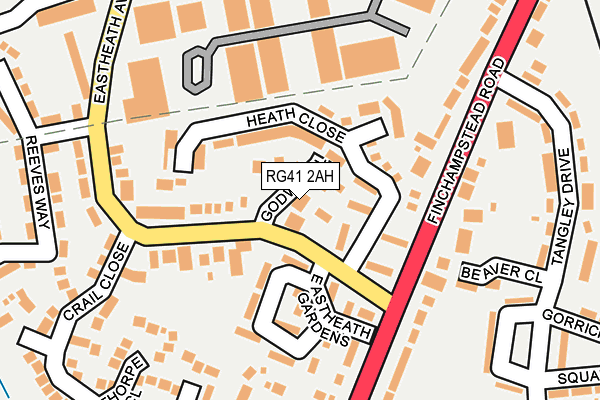 RG41 2AH map - OS OpenMap – Local (Ordnance Survey)