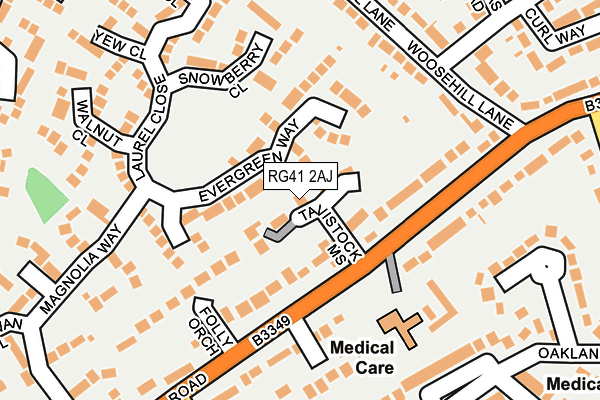 RG41 2AJ map - OS OpenMap – Local (Ordnance Survey)