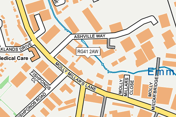 RG41 2AW map - OS OpenMap – Local (Ordnance Survey)