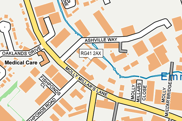 RG41 2AX map - OS OpenMap – Local (Ordnance Survey)