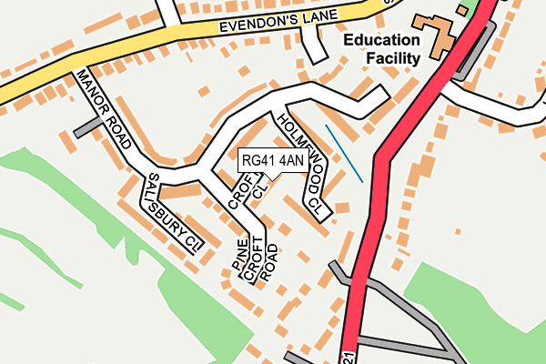 RG41 4AN map - OS OpenMap – Local (Ordnance Survey)