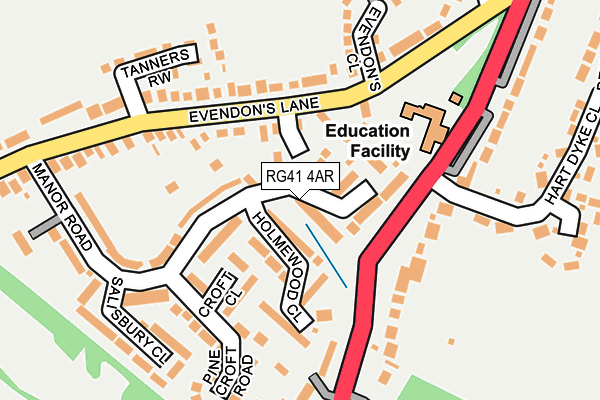 RG41 4AR map - OS OpenMap – Local (Ordnance Survey)