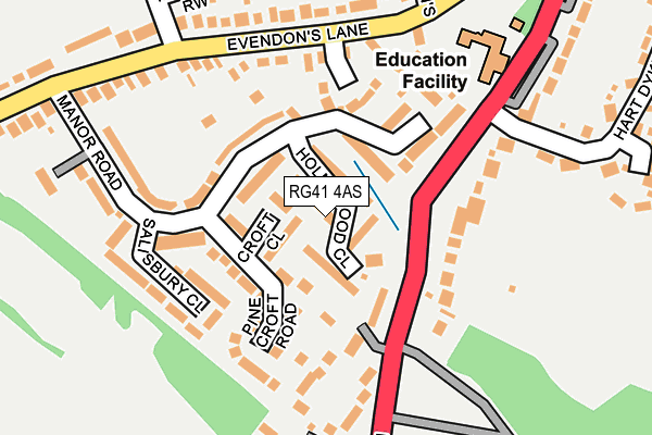 RG41 4AS map - OS OpenMap – Local (Ordnance Survey)