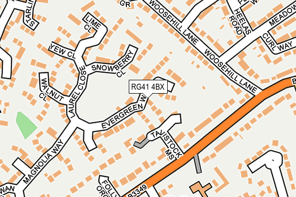 RG41 4BX map - OS OpenMap – Local (Ordnance Survey)