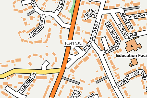 RG41 5JQ map - OS OpenMap – Local (Ordnance Survey)