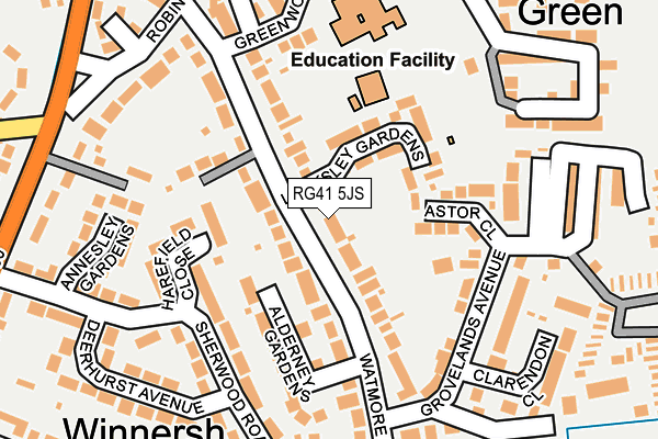 RG41 5JS map - OS OpenMap – Local (Ordnance Survey)