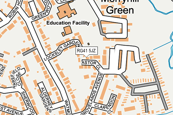 RG41 5JZ map - OS OpenMap – Local (Ordnance Survey)