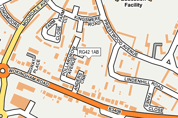 RG42 1AB map - OS OpenMap – Local (Ordnance Survey)