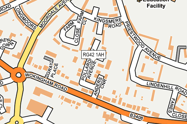 RG42 1AH map - OS OpenMap – Local (Ordnance Survey)