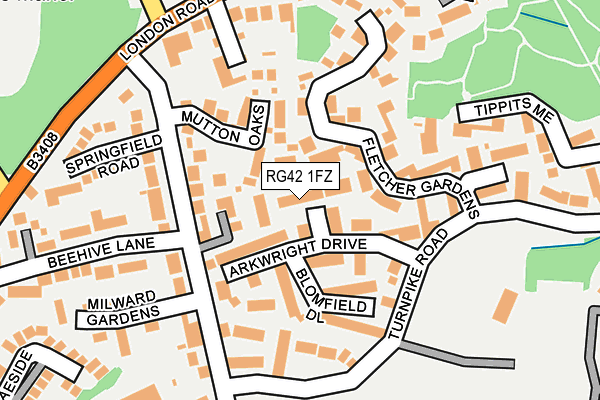 RG42 1FZ map - OS OpenMap – Local (Ordnance Survey)