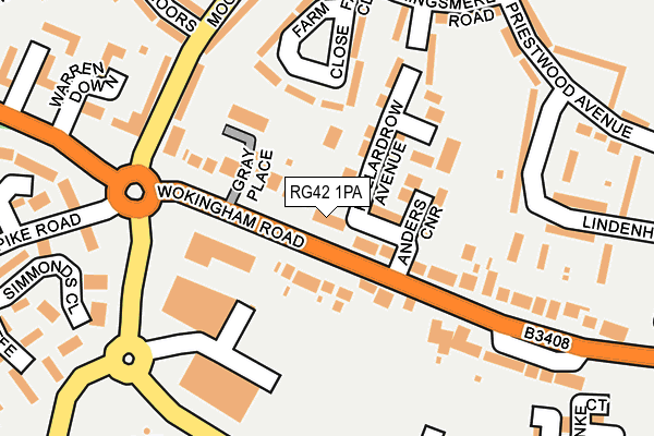 RG42 1PA map - OS OpenMap – Local (Ordnance Survey)