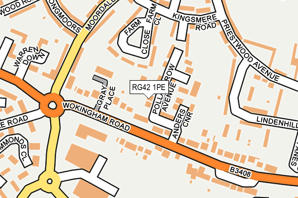 RG42 1PE map - OS OpenMap – Local (Ordnance Survey)