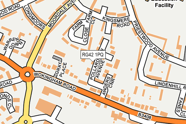 RG42 1PQ map - OS OpenMap – Local (Ordnance Survey)