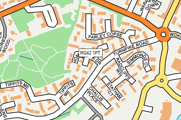 RG42 1PT map - OS OpenMap – Local (Ordnance Survey)