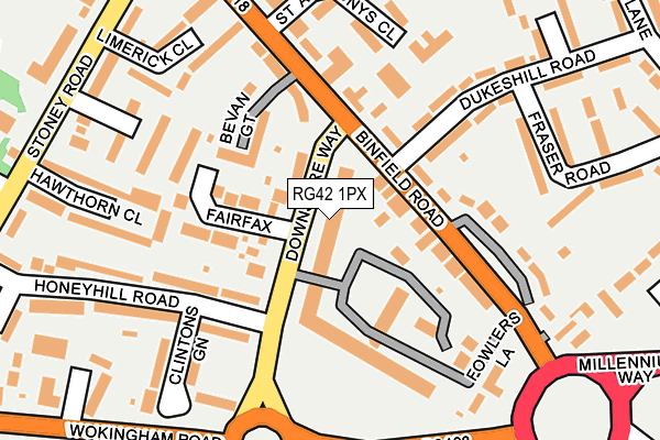 RG42 1PX map - OS OpenMap – Local (Ordnance Survey)