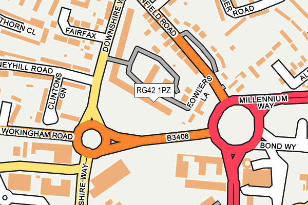 RG42 1PZ map - OS OpenMap – Local (Ordnance Survey)