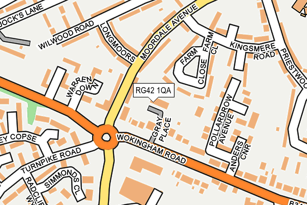 RG42 1QA map - OS OpenMap – Local (Ordnance Survey)