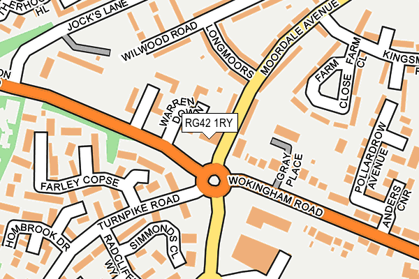 RG42 1RY map - OS OpenMap – Local (Ordnance Survey)