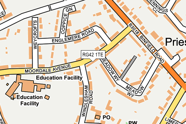 RG42 1TE map - OS OpenMap – Local (Ordnance Survey)