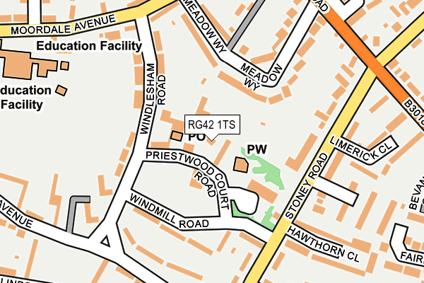 RG42 1TS map - OS OpenMap – Local (Ordnance Survey)