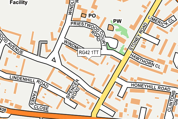 RG42 1TT map - OS OpenMap – Local (Ordnance Survey)