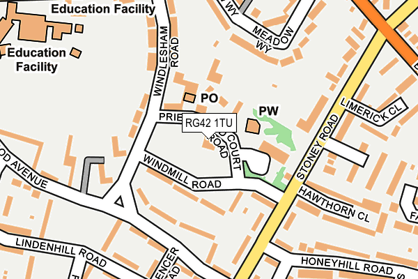 RG42 1TU map - OS OpenMap – Local (Ordnance Survey)