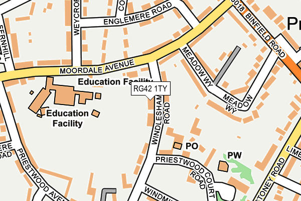 RG42 1TY map - OS OpenMap – Local (Ordnance Survey)