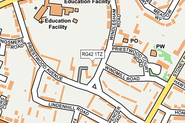 RG42 1TZ map - OS OpenMap – Local (Ordnance Survey)