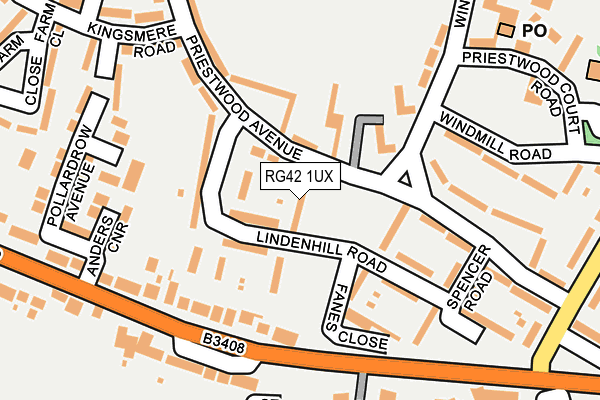 RG42 1UX map - OS OpenMap – Local (Ordnance Survey)