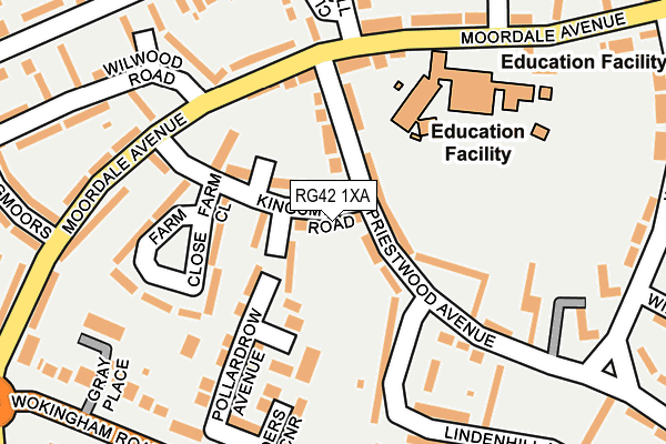 RG42 1XA map - OS OpenMap – Local (Ordnance Survey)