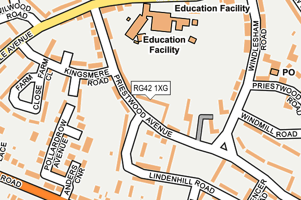 RG42 1XG map - OS OpenMap – Local (Ordnance Survey)