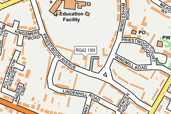 RG42 1XH map - OS OpenMap – Local (Ordnance Survey)