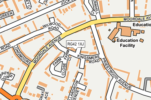 RG42 1XJ map - OS OpenMap – Local (Ordnance Survey)